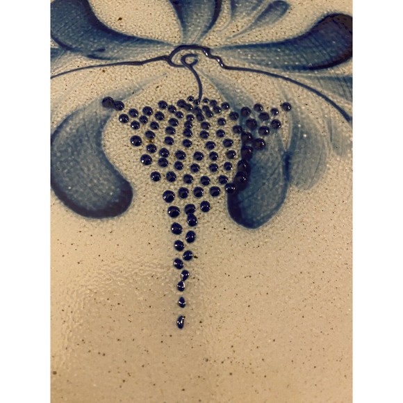 Eldreth Pottery Salt Glaze Blue Grey GRAPEVINE 10 Inch Pie Quiche Dish 2000 - Picture 3 of 8